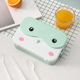 Maxbell Portable Bento Lunchbox 4 Compartments Multi Use Microwave for Picnic Office Light Green