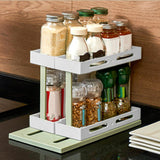 Maxbell Rotating and Pull Out Spice Rack Organizer for Spices Condiments Countertop white Double 15cm
