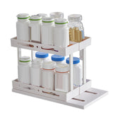 Maxbell Rotating and Pull Out Spice Rack Organizer for Spices Condiments Countertop white Double 15cm