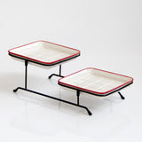 Maxbell 2 Tier Serving Tray Mini Cake Cupcake Stand with Rack for Wedding Buffet Red