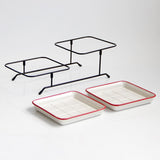Maxbell 2 Tier Serving Tray Mini Cake Cupcake Stand with Rack for Wedding Buffet Red