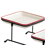 Maxbell 2 Tier Serving Tray Mini Cake Cupcake Stand with Rack for Wedding Buffet Red