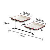 Maxbell 2 Tier Serving Tray Mini Cake Cupcake Stand with Rack for Wedding Buffet Red