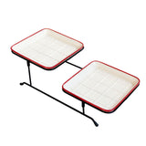 Maxbell 2 Tier Serving Tray Mini Cake Cupcake Stand with Rack for Wedding Buffet Red