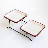 Maxbell 2 Tier Serving Tray Mini Cake Cupcake Stand with Rack for Wedding Buffet Red