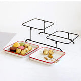 Maxbell 2 Tier Serving Tray Mini Cake Cupcake Stand with Rack for Wedding Buffet Red