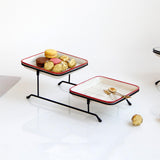 Maxbell 2 Tier Serving Tray Mini Cake Cupcake Stand with Rack for Wedding Buffet Red