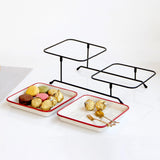 Maxbell 2 Tier Serving Tray Mini Cake Cupcake Stand with Rack for Wedding Buffet Red