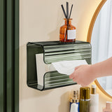 Maxbell Wall Mounted Tissue Box Tissue Paper Case for Smooth Surface Kitchen Home Green