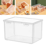 Maxbell Plastic Bread Box Bagel Storage Bin Transparent for Kitchen Countertop 21.3x14.7x12.7cm