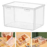 Maxbell Plastic Bread Box Bagel Storage Bin Transparent for Kitchen Countertop 21.3x14.7x12.7cm