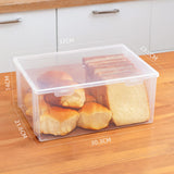 Maxbell Plastic Bread Box Bagel Storage Bin Transparent for Kitchen Countertop 32x23.5x14cm