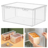 Maxbell Plastic Bread Box Bagel Storage Bin Transparent for Kitchen Countertop 32x23.5x14cm
