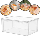 Maxbell Plastic Bread Box Bagel Storage Bin Transparent for Kitchen Countertop 32x23.5x14cm