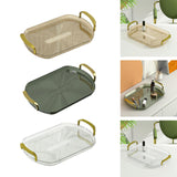 Maxbell Serving Tray with Golden Handles Cosmetics Tray Decorative for Meals,Snacks Light Brown