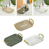 Maxbell Serving Tray with Golden Handles Cosmetics Tray Decorative for Meals,Snacks Light Brown