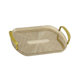 Maxbell Serving Tray with Golden Handles Cosmetics Tray Decorative for Meals,Snacks Light Brown