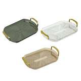 Maxbell Serving Tray with Golden Handles Cosmetics Tray Decorative for Meals,Snacks Light Brown