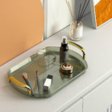 Maxbell Serving Tray with Golden Handles Cosmetics Tray Decorative for Meals,Snacks Dark Green