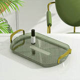 Maxbell Serving Tray with Golden Handles Cosmetics Tray Decorative for Meals,Snacks Dark Green