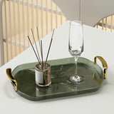 Maxbell Serving Tray with Golden Handles Cosmetics Tray Decorative for Meals,Snacks Dark Green