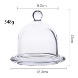 Maxbell Transparent Glass Dessert Serving Tray with Dome Lid Wedding Cake Pedestal Size L