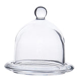 Maxbell Transparent Glass Dessert Serving Tray with Dome Lid Wedding Cake Pedestal Size L