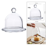 Maxbell Transparent Glass Dessert Serving Tray with Dome Lid Wedding Cake Pedestal Size L