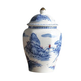 Maxbell Ceramic Tea Jar Blue White Porcelain with Lid for Dining Room Office Wedding Style A