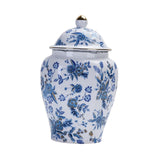 Maxbell Ceramic Tea Jar Blue White Porcelain with Lid for Dining Room Office Wedding Style B