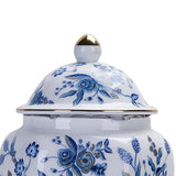 Maxbell Ceramic Tea Jar Blue White Porcelain with Lid for Dining Room Office Wedding Style B