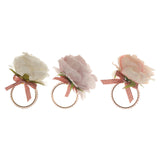 Maxbell Artificial Flower Napkin Rings Rustic Napkin Ring Holders for Luncheons White