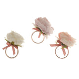 Maxbell Artificial Flower Napkin Rings Rustic Napkin Ring Holders for Luncheons White