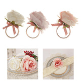 Maxbell Artificial Flower Napkin Rings Rustic Napkin Ring Holders for Luncheons White