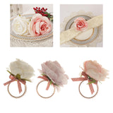 Maxbell Artificial Flower Napkin Rings Rustic Napkin Ring Holders for Luncheons White