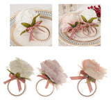 Maxbell Artificial Flower Napkin Rings Rustic Napkin Ring Holders for Luncheons White