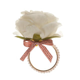 Maxbell Artificial Flower Napkin Rings Rustic Napkin Ring Holders for Luncheons White