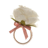 Maxbell Artificial Flower Napkin Rings Rustic Napkin Ring Holders for Luncheons White