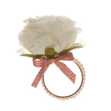 Maxbell Artificial Flower Napkin Rings Rustic Napkin Ring Holders for Luncheons White