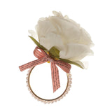 Maxbell Artificial Flower Napkin Rings Rustic Napkin Ring Holders for Luncheons White