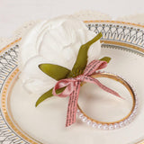 Maxbell Artificial Flower Napkin Rings Rustic Napkin Ring Holders for Luncheons White