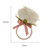 Maxbell Artificial Flower Napkin Rings Rustic Napkin Ring Holders for Luncheons White