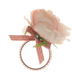 Maxbell Artificial Flower Napkin Rings Rustic Napkin Ring Holders for Luncheons Pink