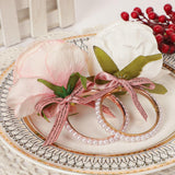 Maxbell Artificial Flower Napkin Rings Rustic Napkin Ring Holders for Luncheons Pink