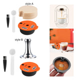 Maxbell Reusable Coffee Capsules Pod Tamper Spoon Brush Refillable Pod for style A
