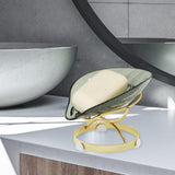 Maxbell Self Draining Soap Dish Decorative Storage Box for Shower Bathroom Kitchen Dark Green