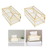 Maxbell Tissue Box Holder Cover Mirror Glass Decorative for Countertop Night Stand Transparent Small