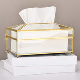 Maxbell Tissue Box Holder Cover Mirror Glass Decorative for Countertop Night Stand Transparent Small