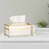 Maxbell Tissue Box Holder Cover Mirror Glass Decorative for Countertop Night Stand Transparent Large