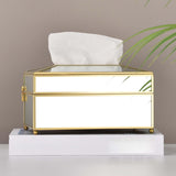 Maxbell Tissue Box Holder Cover Mirror Glass Decorative for Countertop Night Stand Mirror Large